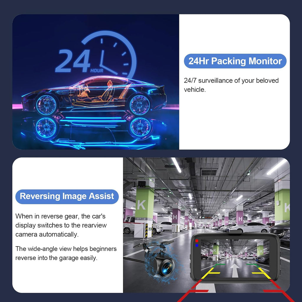 Dash Cam Front And Rear Camera 1080P Dual Dashcams For Cars With 64GB Card Car Dashboard Camera With Night Vision G-Sensor WDR Loop Recording Parking Monitor